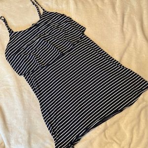 American Eagle Women’s‎ Navy and White Striped Spaghetti Strap Small Dress